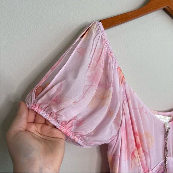NEW LoveShackFancy Pink Floral Angie Midi Dress 6 - Picture 5 of 14